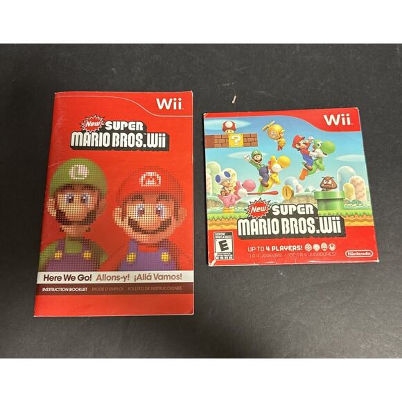 Super Mario Bros. Nintendo Wii Video Game 2009 Disc Sleeve Manual Tested - Picture 1 of 5